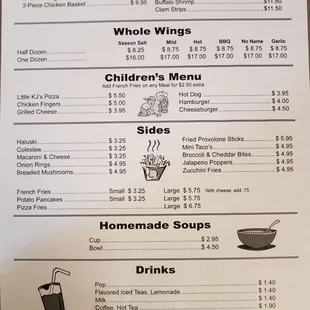 a menu for a restaurant
