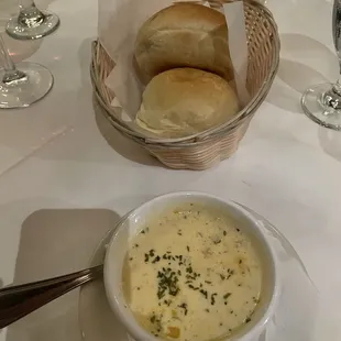 Corn and crawfish bisque'