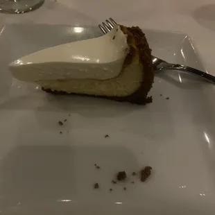 Sad little slice of cheesecake from last night's meal.