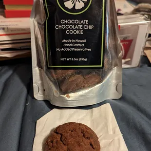 a bag of chocolate chip cookies