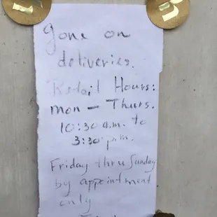Store hours.