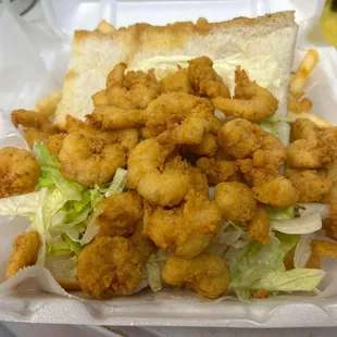 1/2 Shrimp Po Boy Combo
