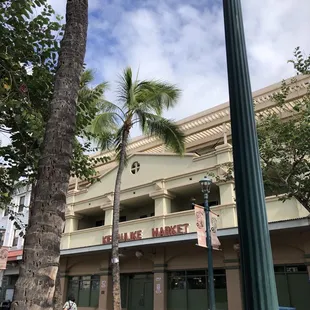 palm trees in front of a building