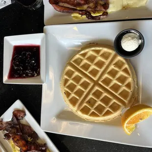 The Belgian waffle combo breakfast
