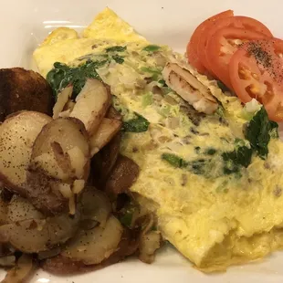 Fajita Chicken omelet add Spinach and Mushroom