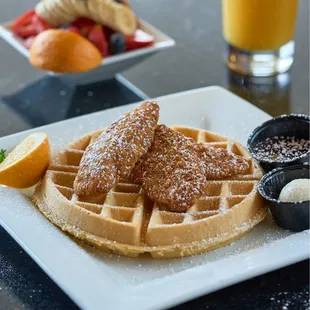 waffles and fruit