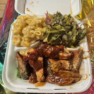 TriTip 2 sides combo (chicken with Tri-Tip with Mac and cheese and greens)