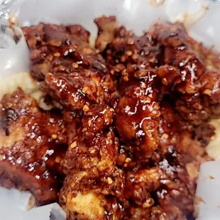 Sweet and spicy chicken breast strips