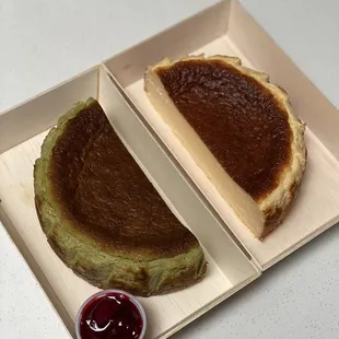 half meyers lemon, half matcha basque cheesecake (07/2021)