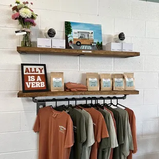 a display of t - shirts
