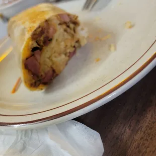 a burrito on a plate