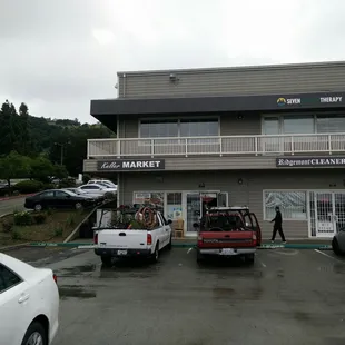 a car parked in front of the store