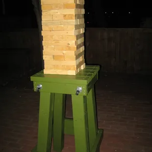 Mega Jenga out back (made from 2x4s)