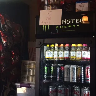 a display of energy drinks