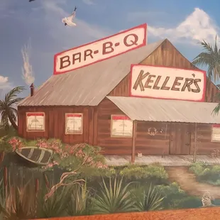 a painting of a restaurant