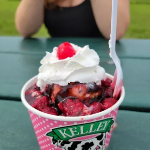 Farmer's  Wife Sundae with Boysenberry ice cream. Yum!!!!!