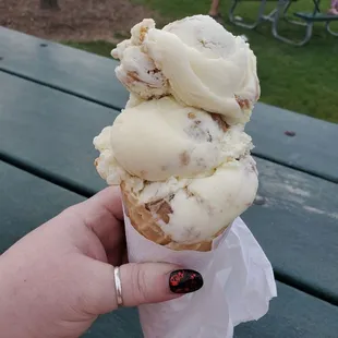 Double Waffle Cone of Bourbon Apple Crisp