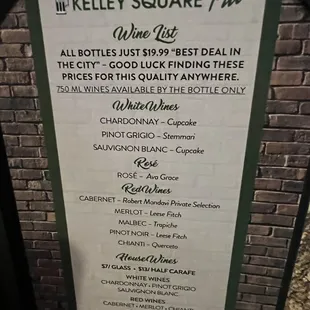 Drink menu