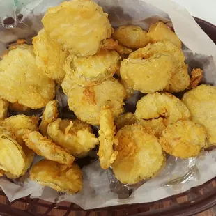 Fried pickles after eating about half