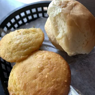 Cornbread rolls and regular rolls