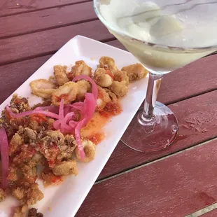 Calamari and Dirty Martini