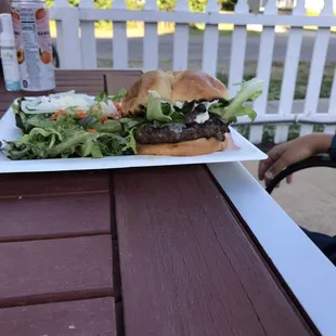 The Bison burger was damned good.