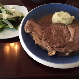 King's portion Prime Rib Special and Side Salad