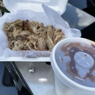 1lb BBQ with a side of BBQ Sauce.