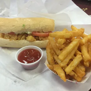 a sandwich and french fries