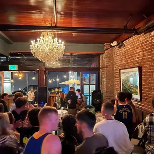 Upstairs with live music