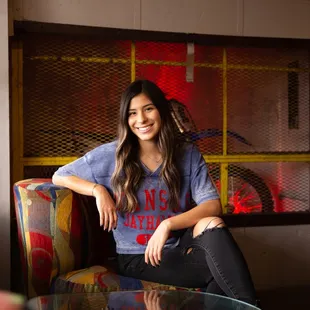 Senior girl, indoor urban senior portrait session