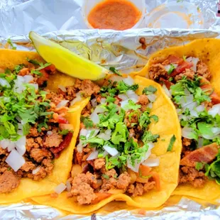 3 al pastor style beef tacos