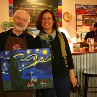 Getting their Wine &amp; Paint on!