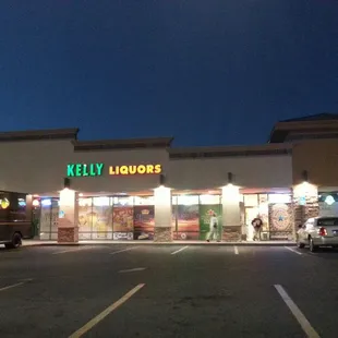 the outside of the store at night