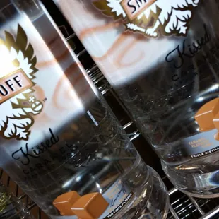 a close up view of the bottles