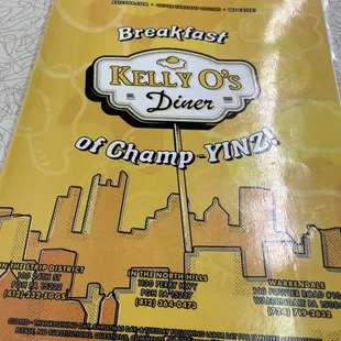 the menu for the restaurant