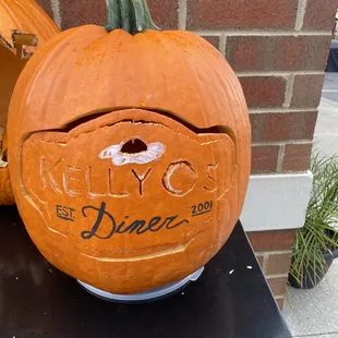 Pumpkin outside of restaurant