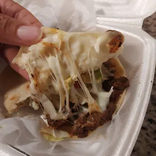 Beef Gordita ooey gooey cheesy