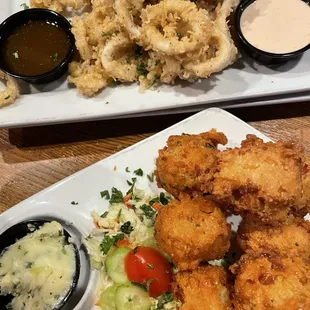 Fried calamari and hush puppies