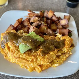 Chorizo custom omelette with potatoes, delicious!