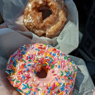 two donuts with sprinkles