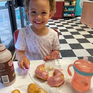 Granddaughter enjoying her favorite treat and bakery!