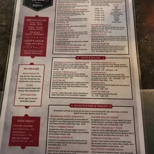 Front of Menu