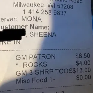 The $4 charge for ice