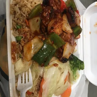 Spicy chicken with mixed veggies