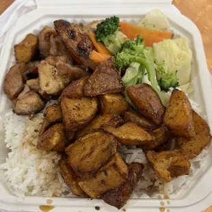 Bourbon Chicken Combo w/ Steamed Veggies &amp; Potatoes