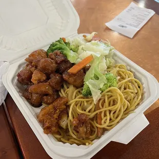 honey crispy chicken, chow mein, &amp; veggies - $10 smt after tax