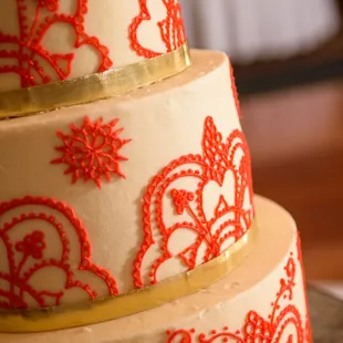 Close-up view of buttercream design