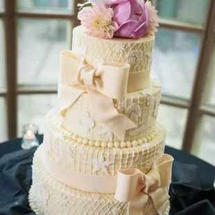 a three tiered wedding cake