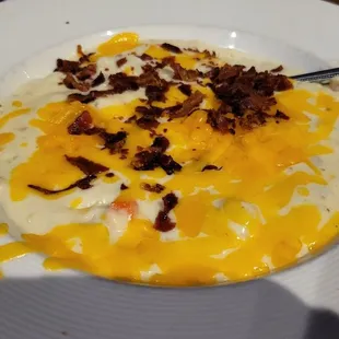 Potato soup with bacon and cheese...so flavorful.